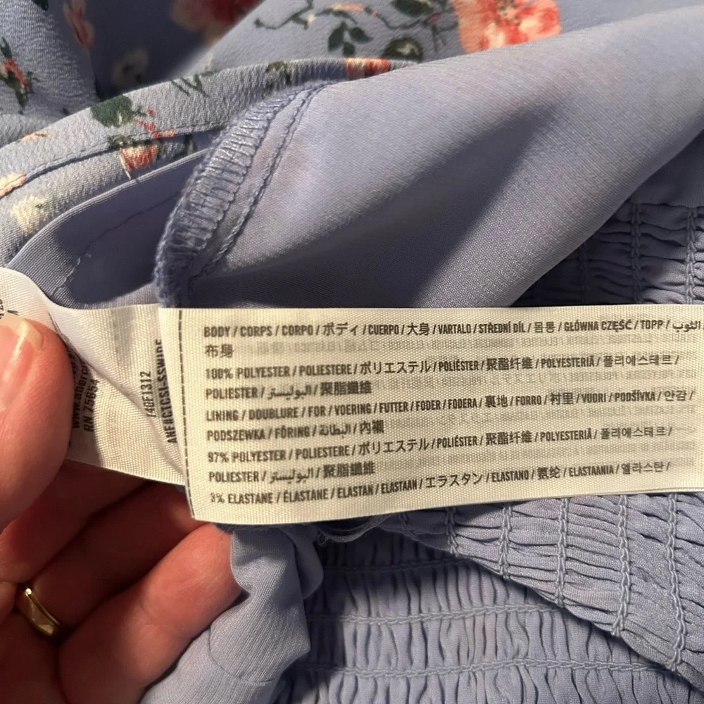 Abercrombie & Fitch Blue Bishop Sleeve Crop Blouse Sz M - Picture 5 of 7